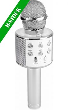 KM01 Karaoke Mic with built-in Speakers BT/MP3 Silver "B-STOCK"