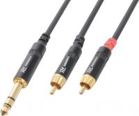 Audio Kabel "god kvalitet" 6.3mm Stereo Jack til 2x RCA-han, sort 1.5m