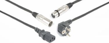 CX02-10 Audio Combi Cable Schuko - XLR F / IEC F - XLR M 10m