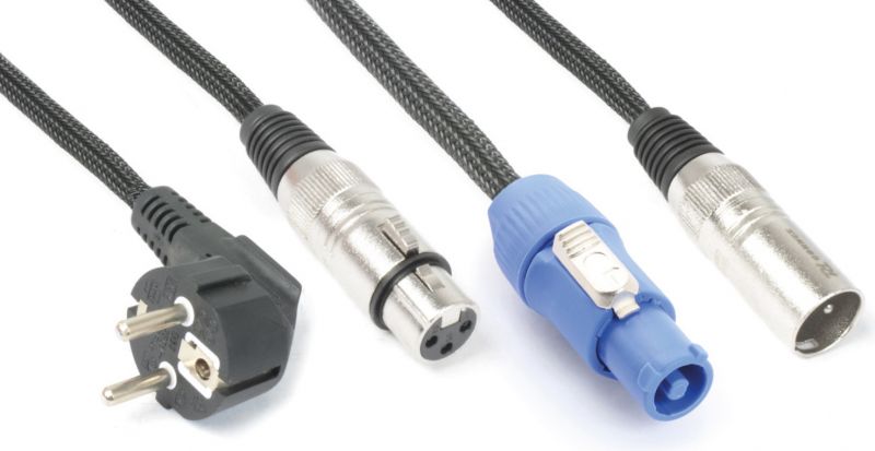 CX03-15 Audio Combi-kabel Schuko - XLR F / Powerconnector A - XLR M 15m