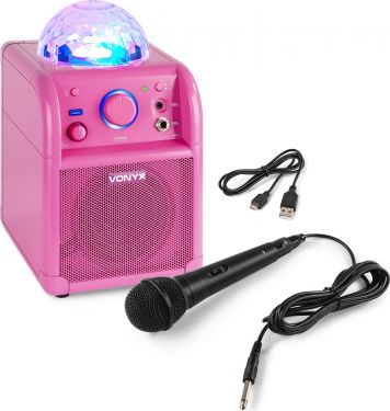 Karaoke Højttaler til børn med diskolys og mikrofon - Pink