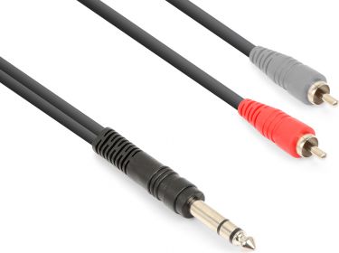CX328-1 Cable 6.3mm Stereo- 2 RCA Male 1.5m