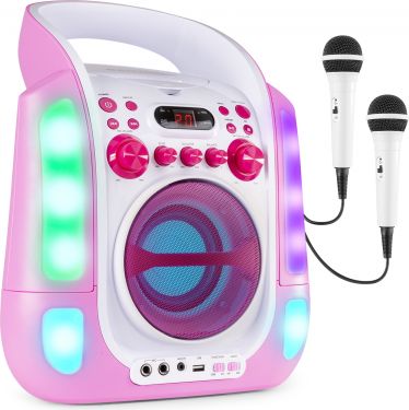 SBS30P Karaoke-system med CD og 2 mikrofoner Rosa
