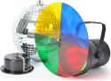 Diskolys & Lyseffekter, Diskokuglesæt 20cm med pinspot og farvehjul