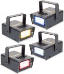 Diskolys & Lyseffekter, Mini LED stroboskoper - sæt med 4 stk. i Rød, Gul, Blå og Hvid