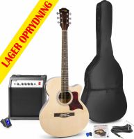 Western Guitar, halvakustisk "Komplet Guitarpakke" 40W guitar-forstærker, taske og kabler, Lys træ