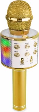 KM15G Karaoke-mikrofon med høyttaler og LED-lys BT/MP3 LED Gull
