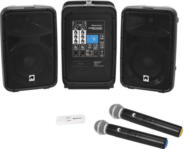 Omnitronic Set COMBO-160BT Active PA System + UWM-2HH USB Wireless Mic Set