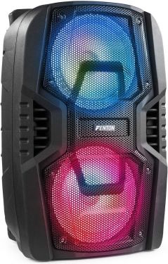 Transportabel Fest Højttaler FT208LED med hjul+håndtag / 2x 8" bas med LED lys / Bluetooth / 500W
