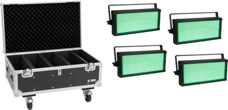 Eurolite Set 4x LED Strobe SMD PRO 864 DMX RGB + Flightcase