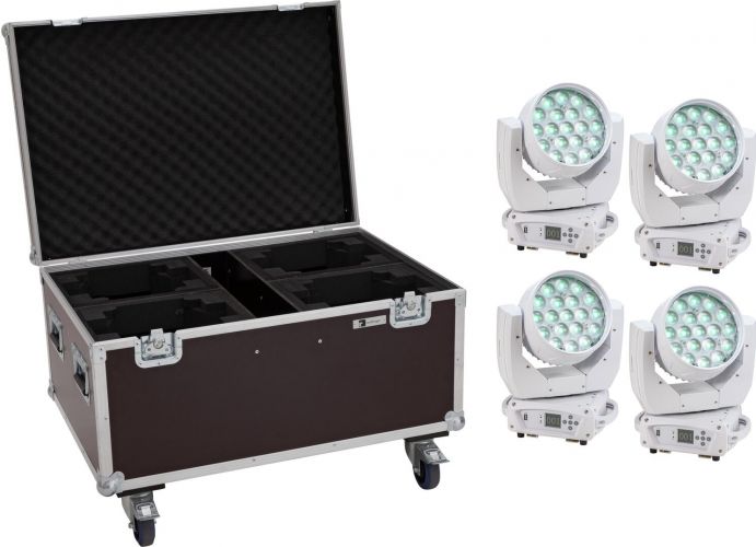 Eurolite Set 2x LED TMH-X4 Moving Head Wash Zoom wh + EU Case with wheels
