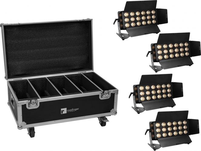 Eurolite Set 4x LED CLS-18 QCL RGB/WW 18x7W + Flightcase with wheels