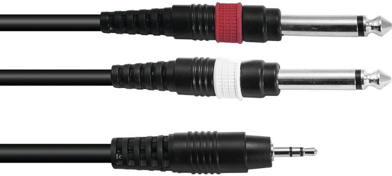 Omnitronic Adapter Cable 3.5 Jack/2xJack 6m bk