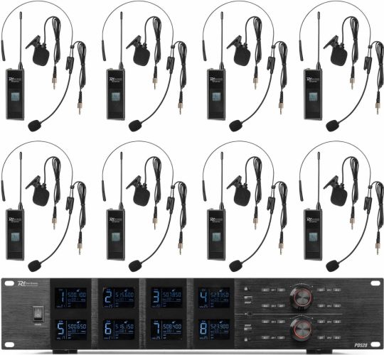 PD528B UHF Wireless Microphone Set with 8 bodypack microphones