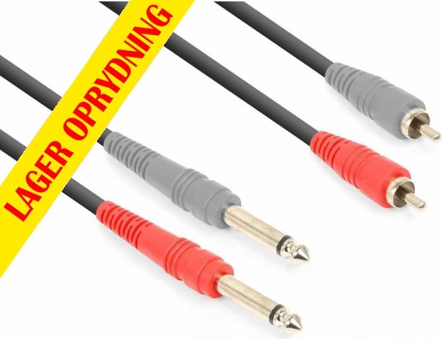 CX324-3 Cable 2x 6.3mm Mono - 2xRCA Male 3m