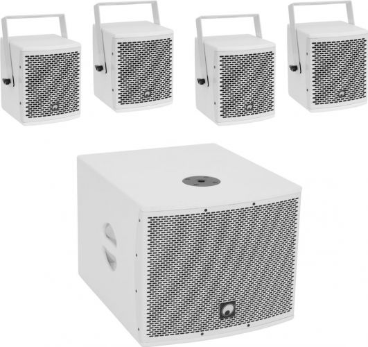 Omnitronic Set MOLLY-12A Subwoofer active + 4x MOLLY-6 Top 8 ohms, white