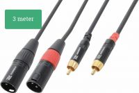 Kabel "god kvalitet" 2x RCA han til 2x XLR han, sort 3m