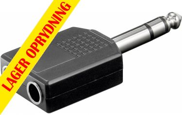 6,35mm stereo JACK han til 2x 6,35mm stereo JACK hun