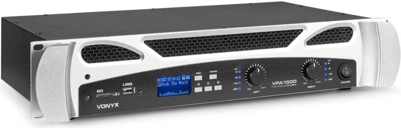 VPA1500 PA Amplifier 2x 750W Media Player with BT