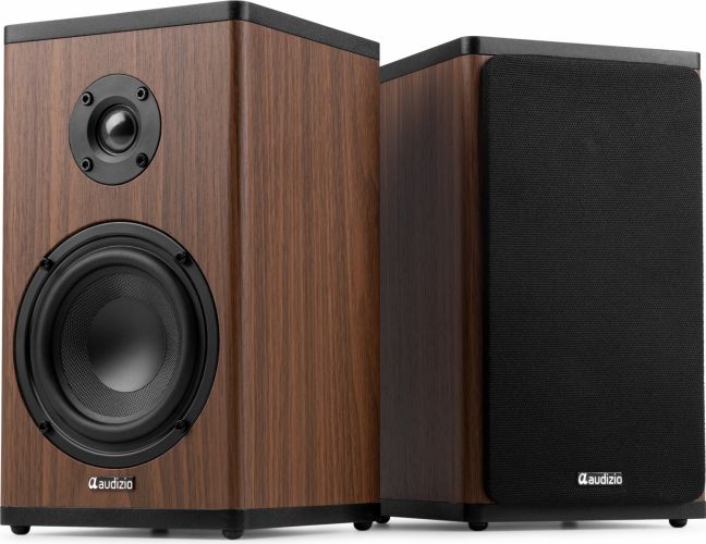 BS20 Active Bookshelf Speaker Set with Battery Dark Wood
