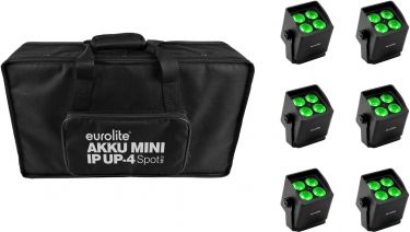 Eurolite Set 6x AKKU Mini IP UP-4 QCL Spot MK2 + Soft Bag