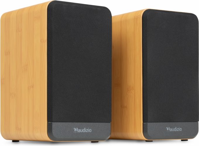 BS10 Active Bookshelf Speaker Set 80W BT Bamboo