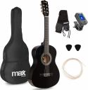 Musikinstrumenter, Junior Guitarpakke 36" - 3/4 junior-guitar, Akustisk (6-11 år) Sort / Alt du skal bruge!