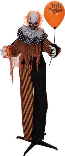 Halloween Dekoration, Animeret Figur Med Lys- og Lydeffekter, Uhyggelig Orange Klovn, 166cm