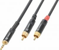 Prof. audiokabel "god kvalitet" 3.5mm Stereo Jack han til 2xRCA han, 6m