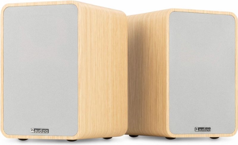 KS10 Active Bookshelf Speaker Set 120W BT Light Wood