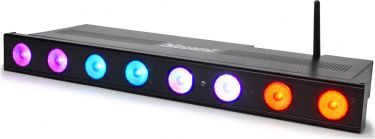 Disko/Wi-Bar 8x3W ”Tri-Color” LED / Trådløs DMX og lithium batteri