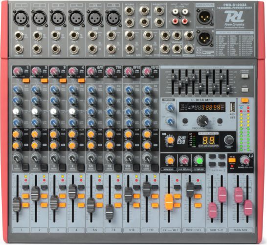 Power Dynamics PDM-S1203A 12-kanals Powermixer 800W / DSP, MP3, USB IN/OUT