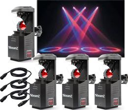 Komplet pakke med 4 stk. LED scannere inkl. DMX kabler