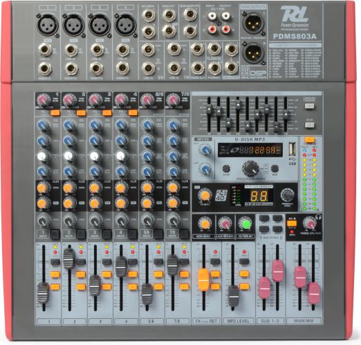 PDM-S803A Amplified Mixer 8-Channel DSP/MP3- USB IN/OUT