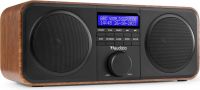 DAB Radio 'God lyd i kompakt design' DAB/DAB+/FM/Vækkeur, Nydelig Træ med sort front