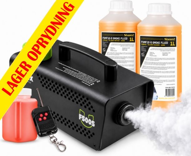 F500S Fest Røgmaskine Samt, 2 Liter Røgvæske, Pakkesæt