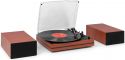 Akron Record Player with Speakers Cherry Wood