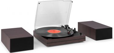 Akron Record Player with Speakers Dark Wood